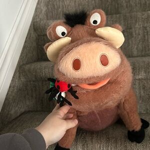 Disney Store Walt Pumba The Lion King Plush Stuffed Large Warthog eating Bugs